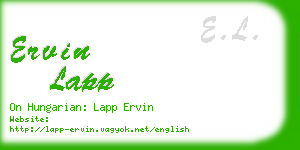 ervin lapp business card